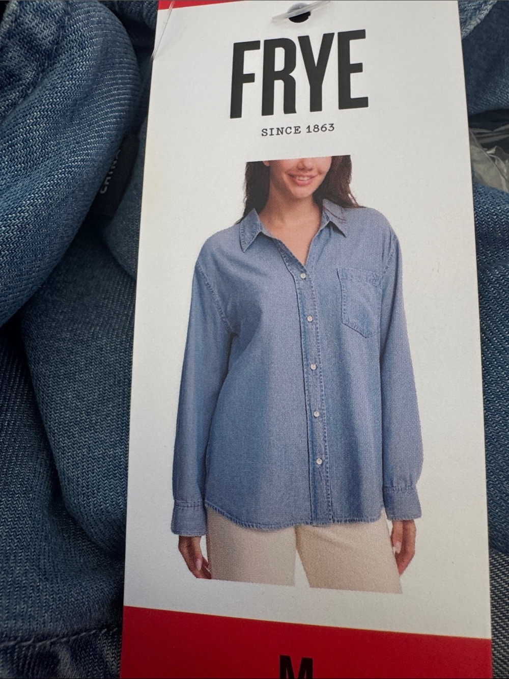 FRYE Light Blue Denim Button-Down Shirt